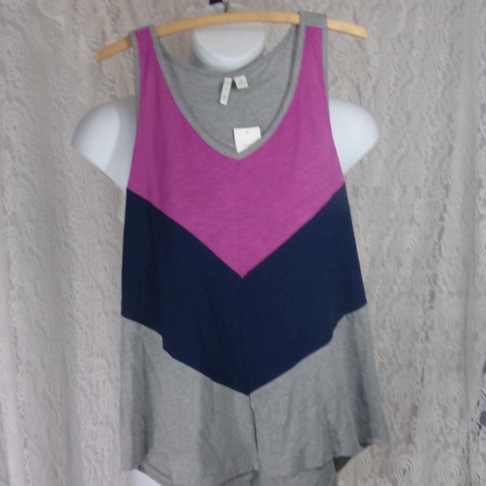 Color Block Tank Top Navy Purple Gray